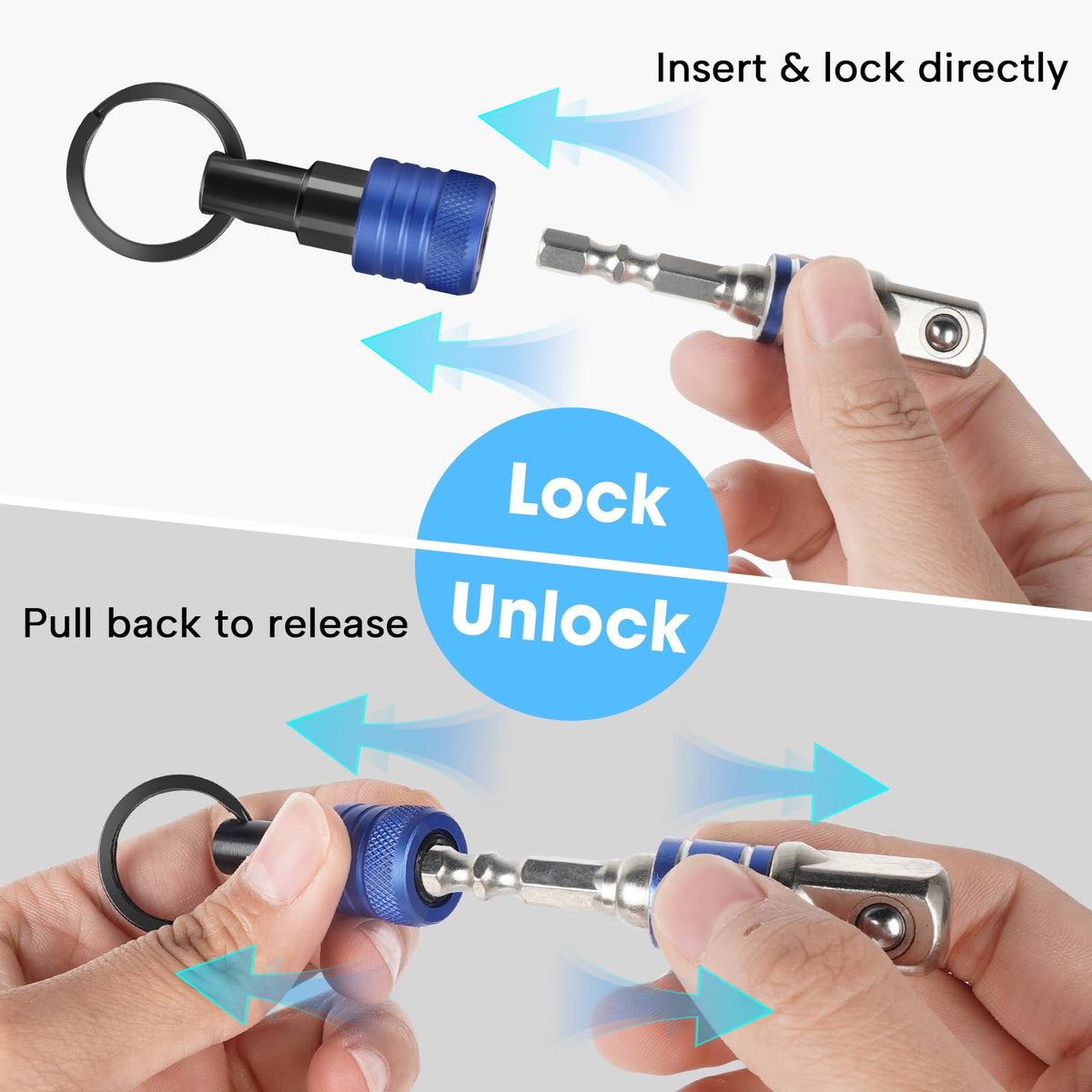 FACAINCXS ball lock buckle secures tools up to 3.3lbs during transport