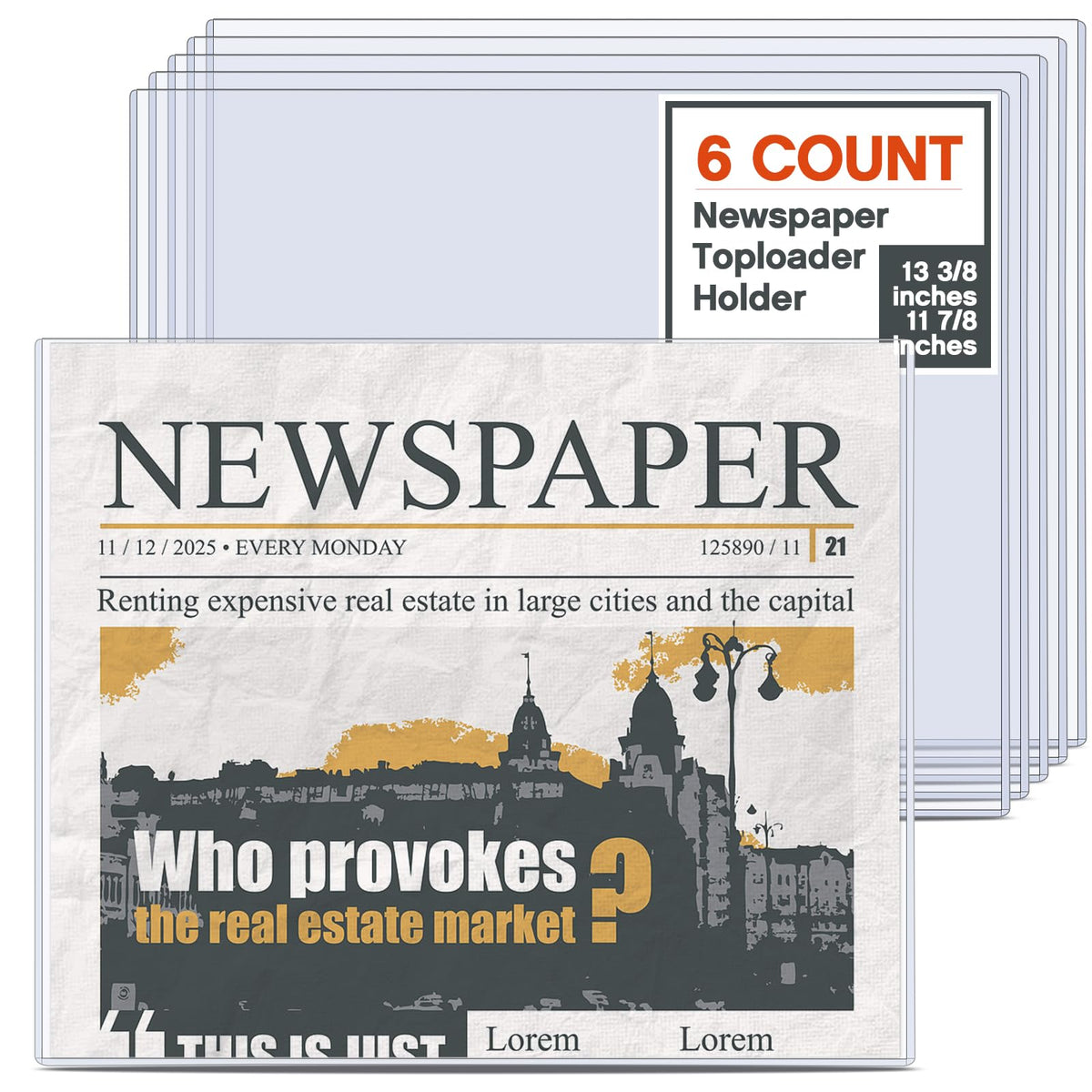 Faccito hard newspaper holder 13x11 front view for archival protection