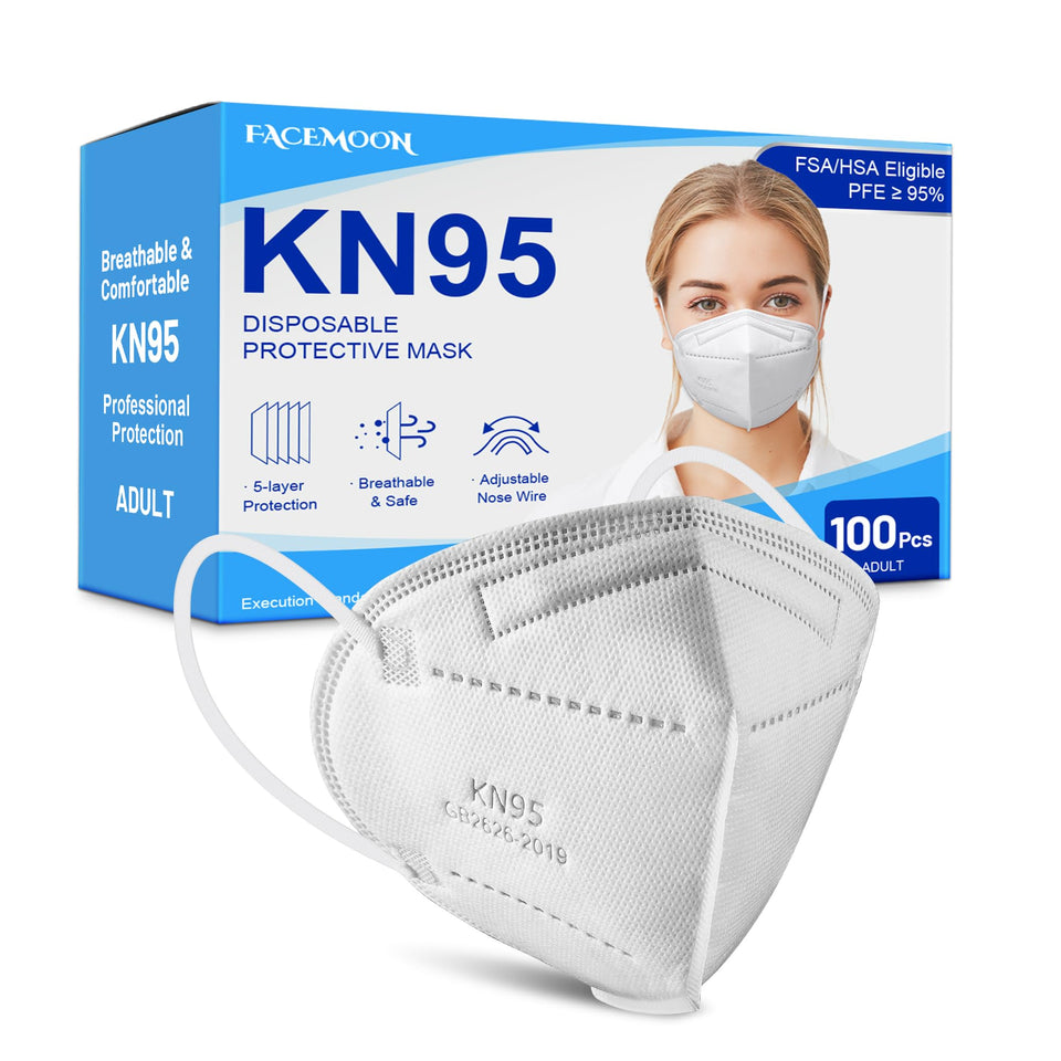 FACEMOON KN95 face mask for adults, 100-pack, daily protection.