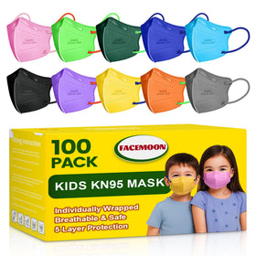FACEMOON KN95 kids mask individually wrapped for clean, on-the-go use