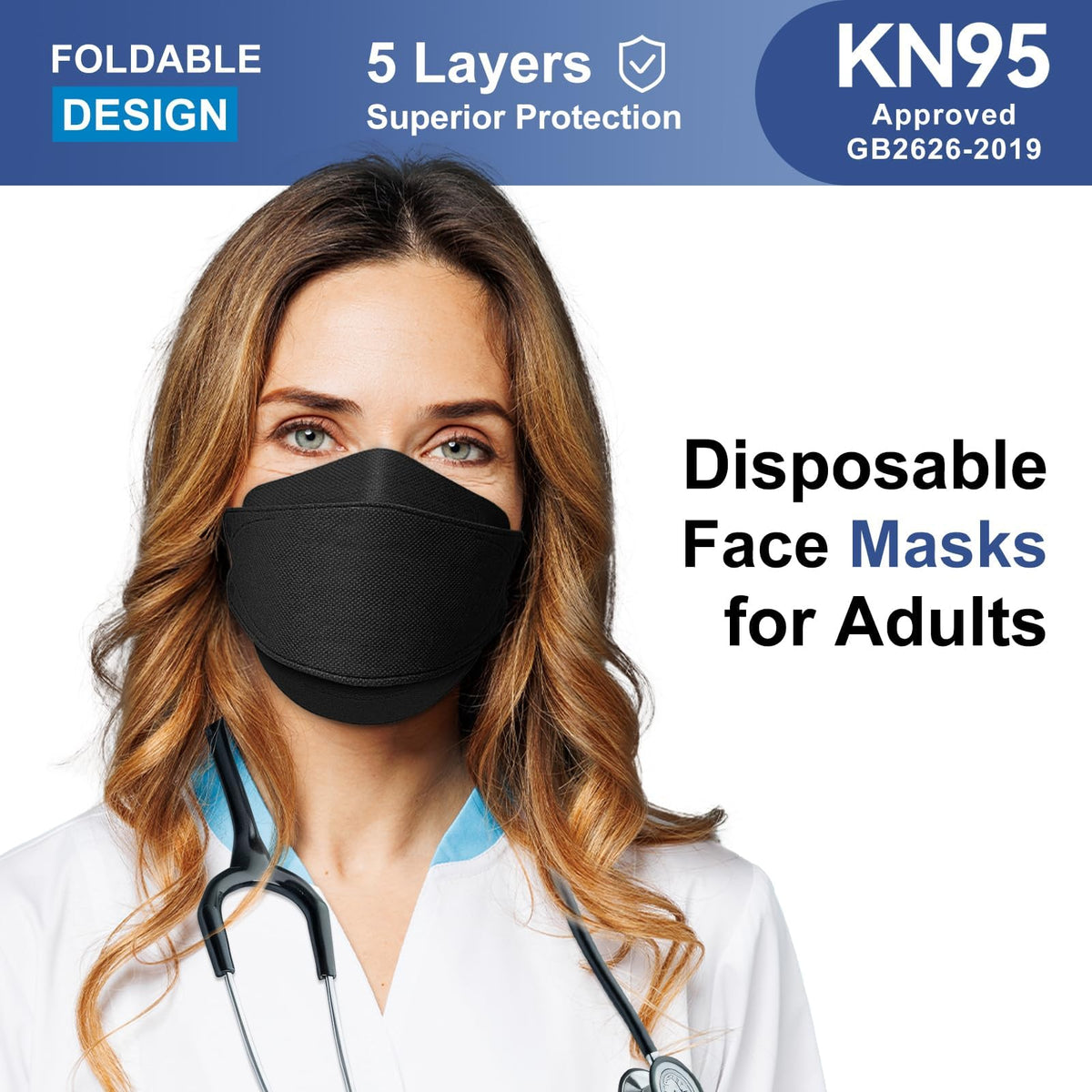 FACEMOON KN95 mask comes in a 100-pack box for easy stocking.