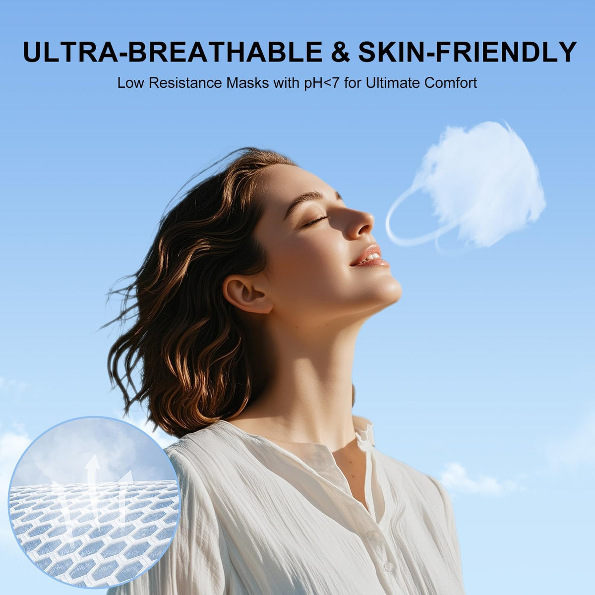 FACEMOON KN95 mask designed for long periods of use at work or home.