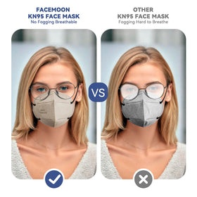 FACEMOON KN95 mask individually wrapped for clean on-the-go convenience.