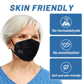 FACEMOON KN95 black mask ideal for indoor and outdoor daily activities.