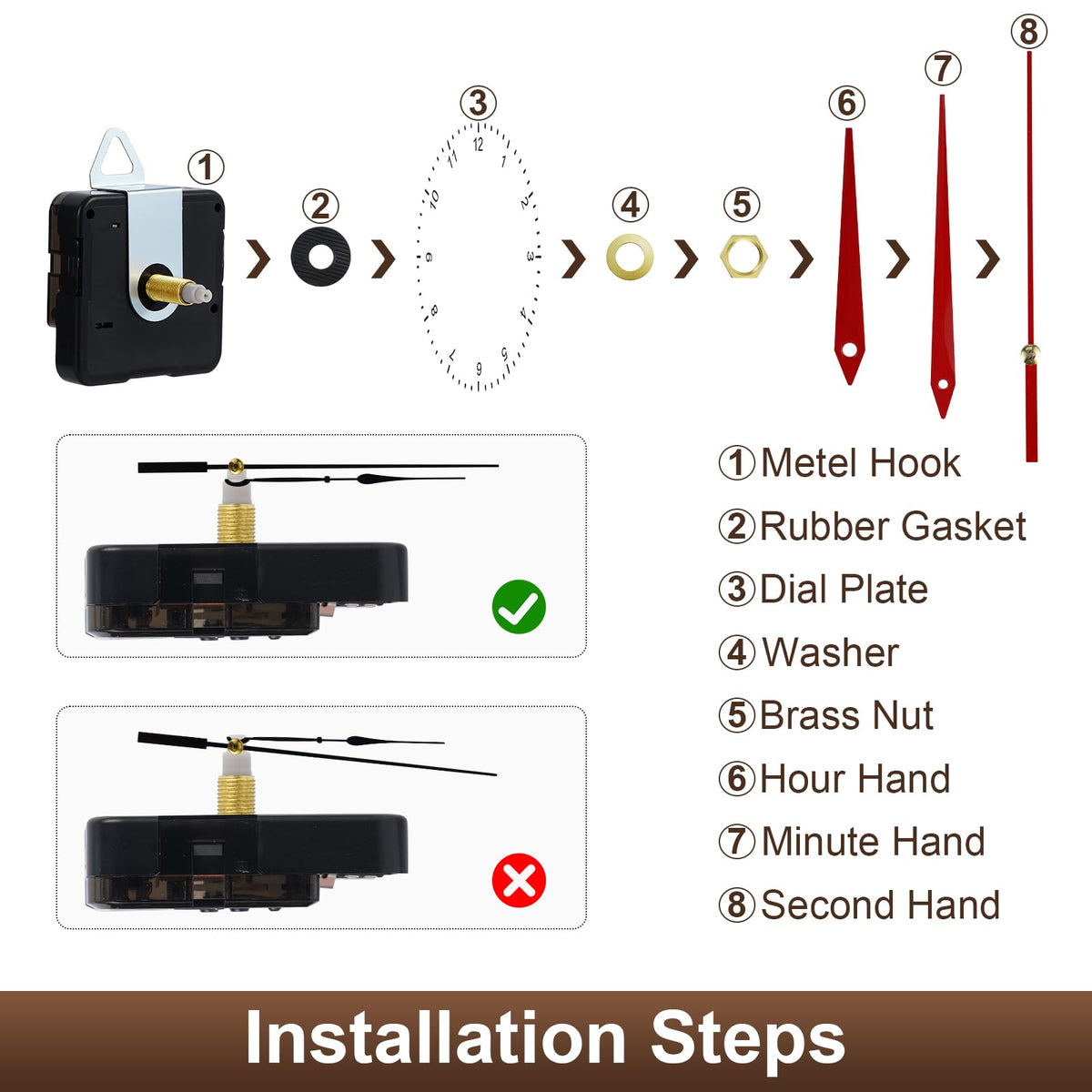Faculx 20 pairs clock hands for customizable clock faces.