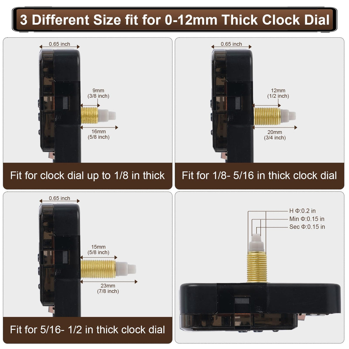 Faculx quartz clock movement delivers precise, battery-powered timekeeping.