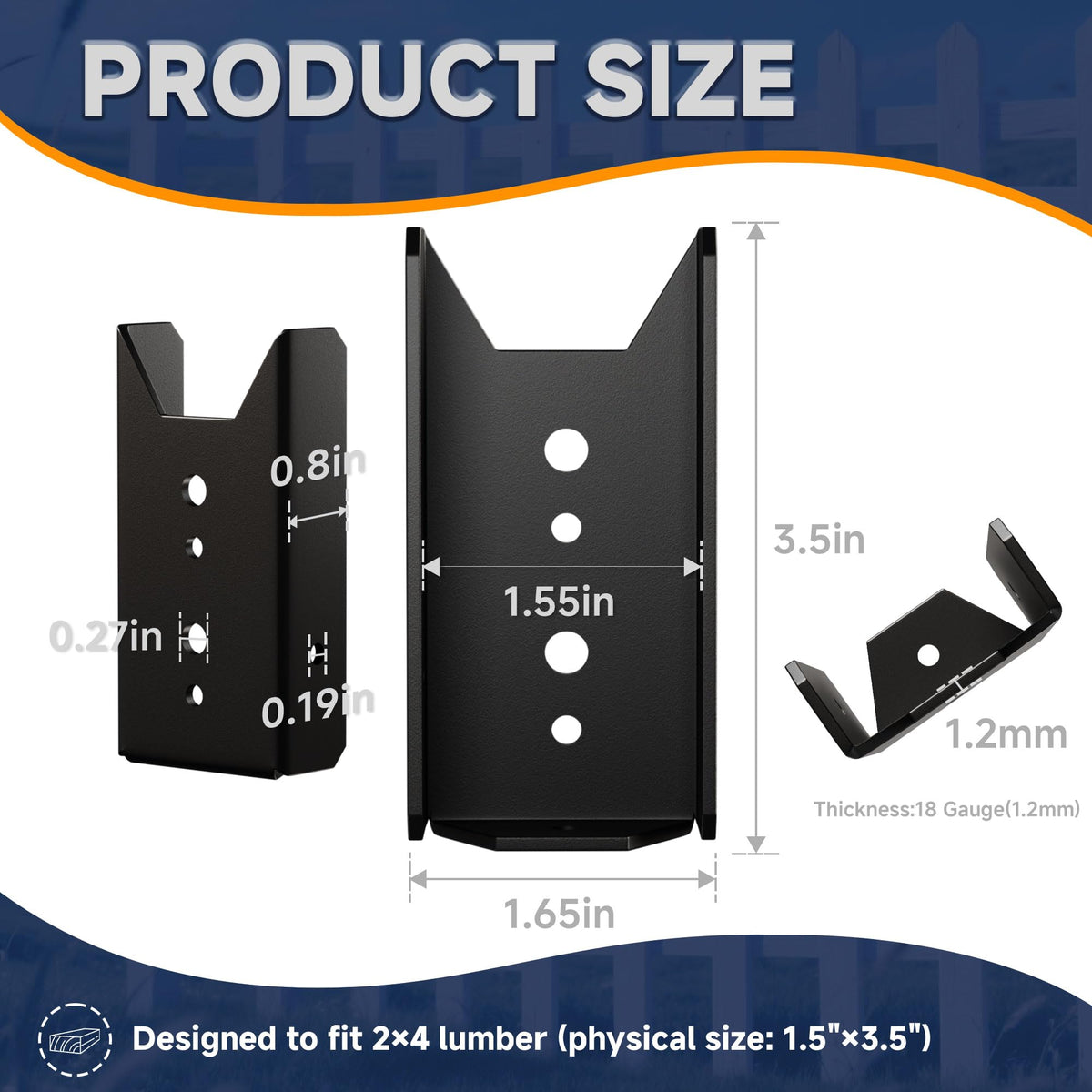 Fadachai 2x4 deck rail bracket close-up with pre-drilled holes for fast installation
