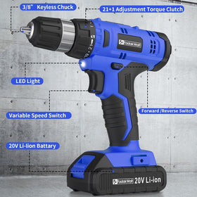 FADAKWALT 3/8-inch keyless chuck enables fast bit changes.