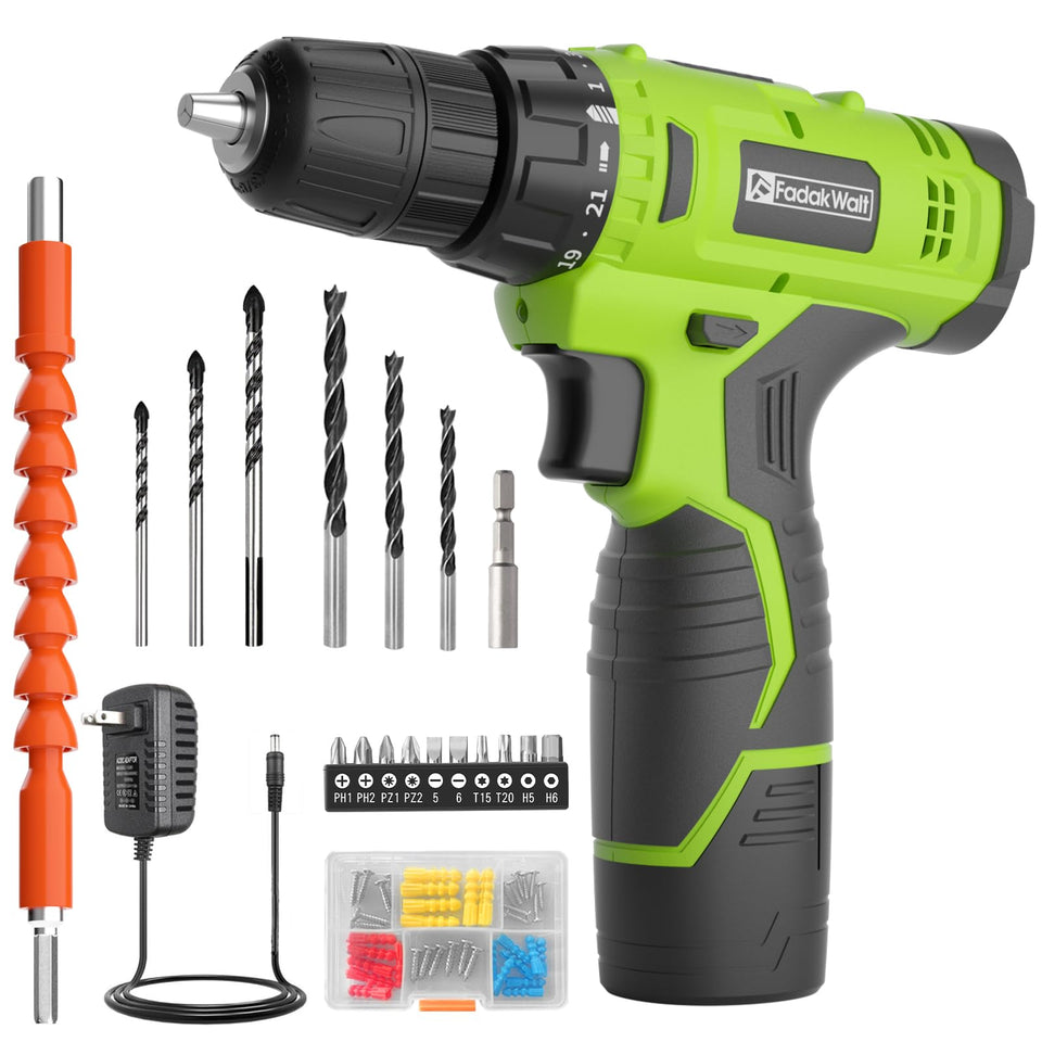 FADAKWALT cordless drill 12V with battery charger for quick on-site power.