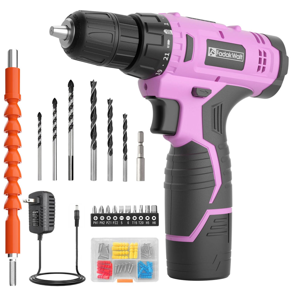 FADAKWALT cordless drill 12V pink in use for home drilling and screw driving