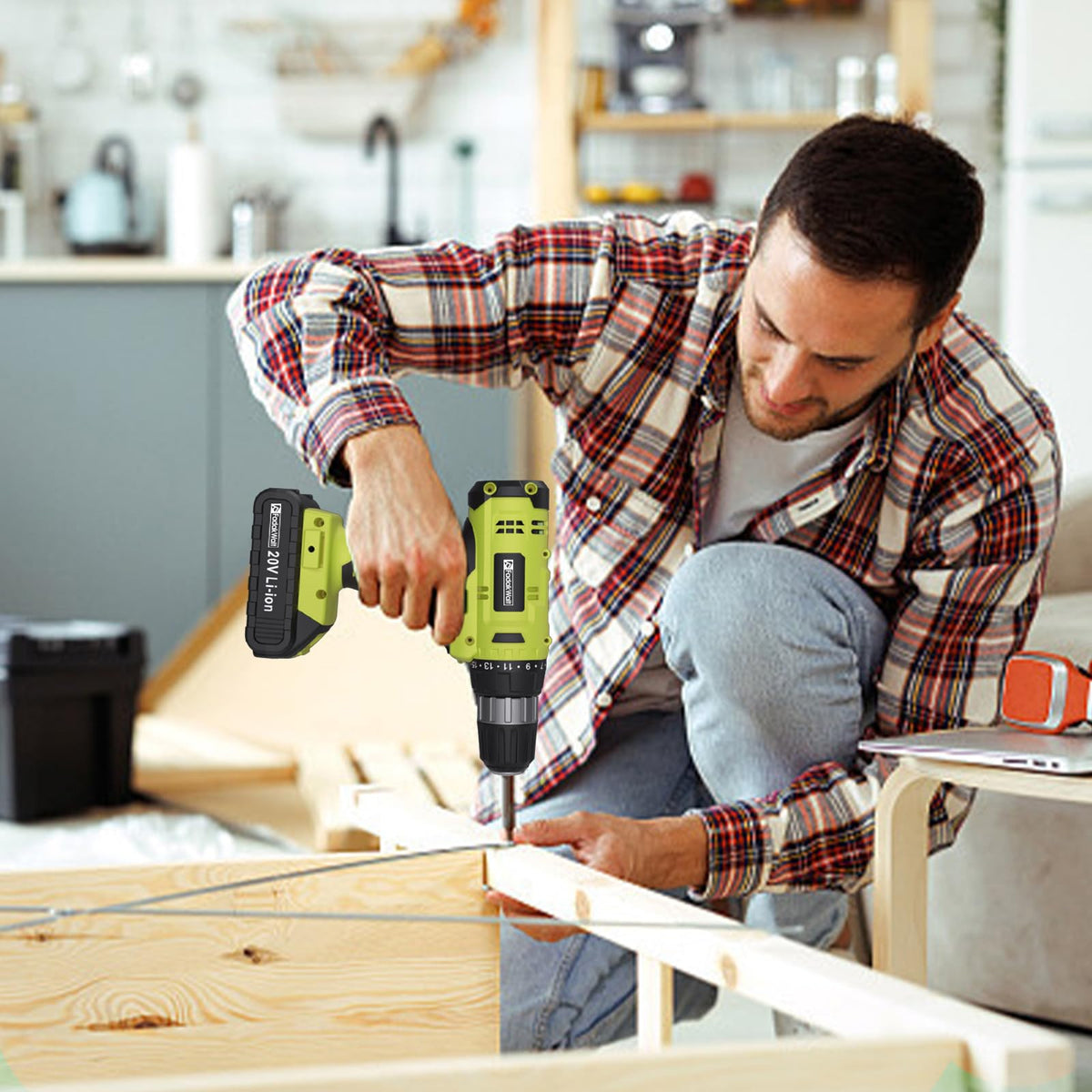 FADAKWALT cordless drill with LED light for improved visibility