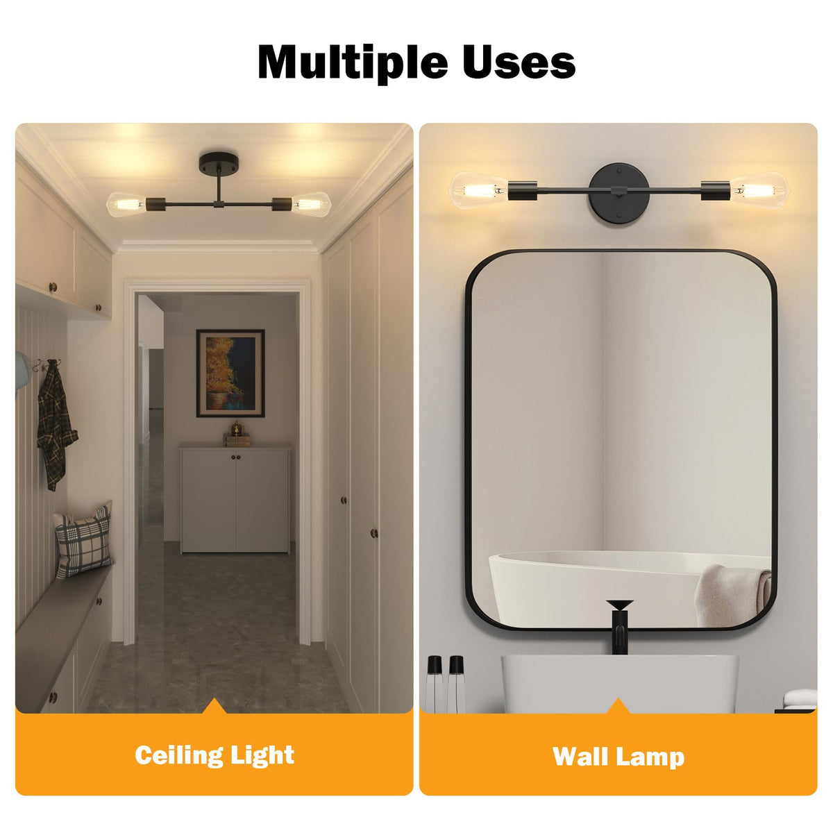 FadimiKoo durable black finish fixture withstands moisture and daily use.