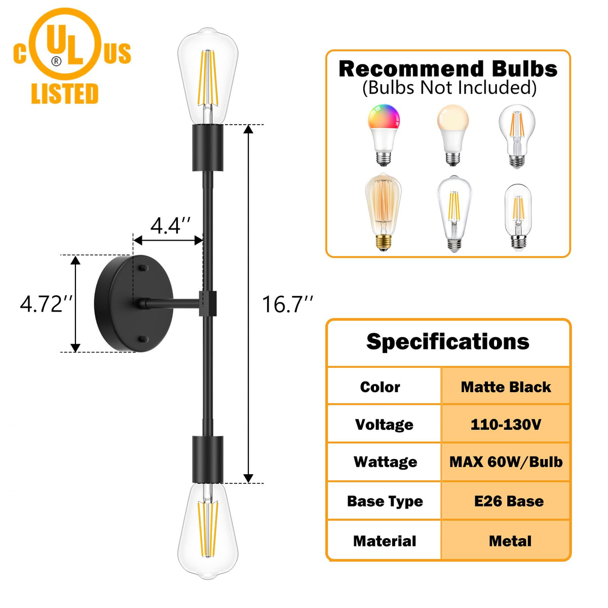 FadimiKoo wall sconce mid-century black adds modern ambiance.
