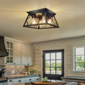 FadimiKoo 4-light black flush mount in a modern kitchen setting