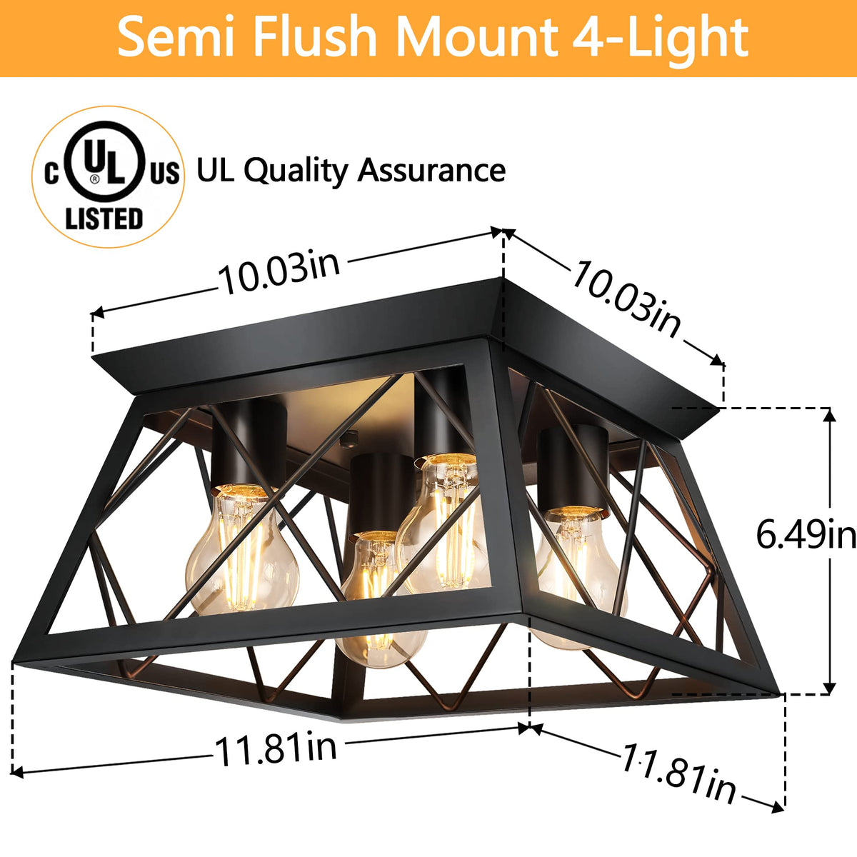 FadimiKoo black metal cage ceiling light adds industrial flair to dining area