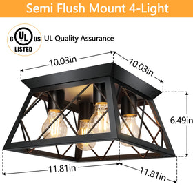 FadimiKoo black metal cage ceiling light adds industrial flair to dining area