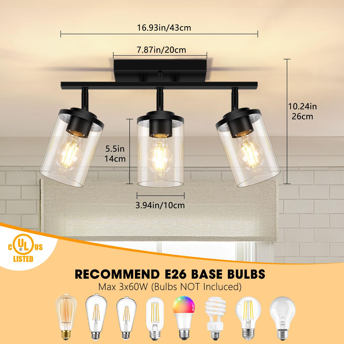FadimiKoo black track light with rotatable heads for precise spotlighting.