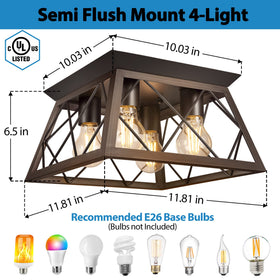 FadimiKoo industrial farmhouse square cage design enhances dining room lighting with rustic charm.