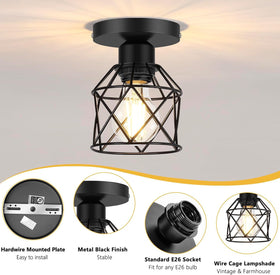 FadimiKoo compact metal cage ceiling lamp for kitchen spaces
