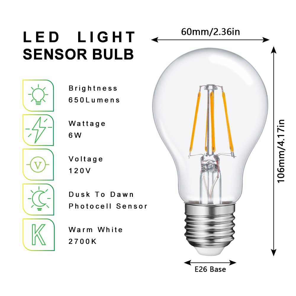 2700K warm white glow from FAGUANGAO A19 bulb in a patio setting.