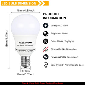 FAGUANGAO globe LED bulbs with E17 base for versatile home use.