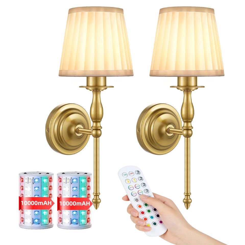 FAINSLIGO 10000mAh battery wall sconce set for rented spaces, cordless ambience.