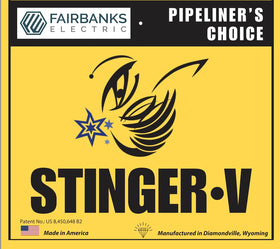 Fairbanks Electric Original Stinger V electrode holder close-up shows secure rod grip for steadier arcs.