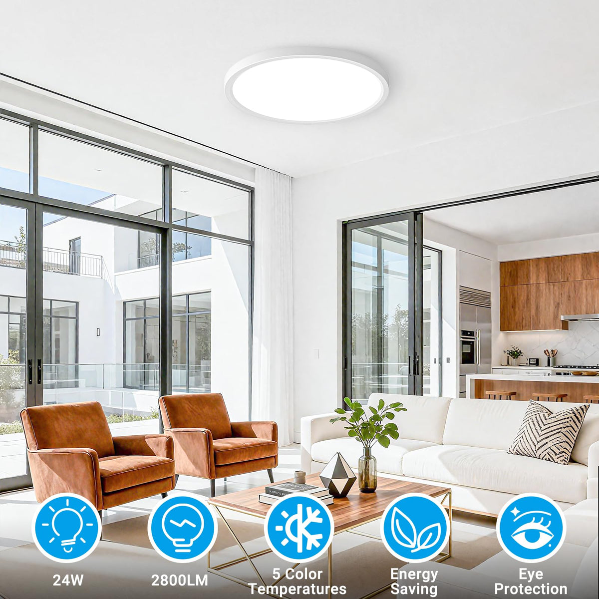 Fairdeer LED flush mount light creates welcoming porch ambience for evenings.