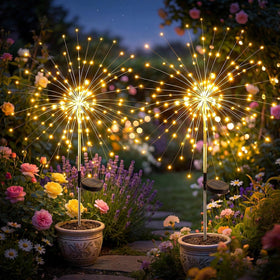 Fairdeer solar firework lights 2-pack bright starburst glow along garden paths