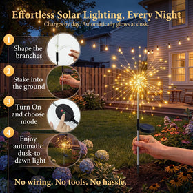Fairdeer Solar Firework Lights feature copper wire that bends into fireworks or blooms.