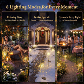 Fairdeer Solar Firework Lights enhance garden borders with sparkling accents.