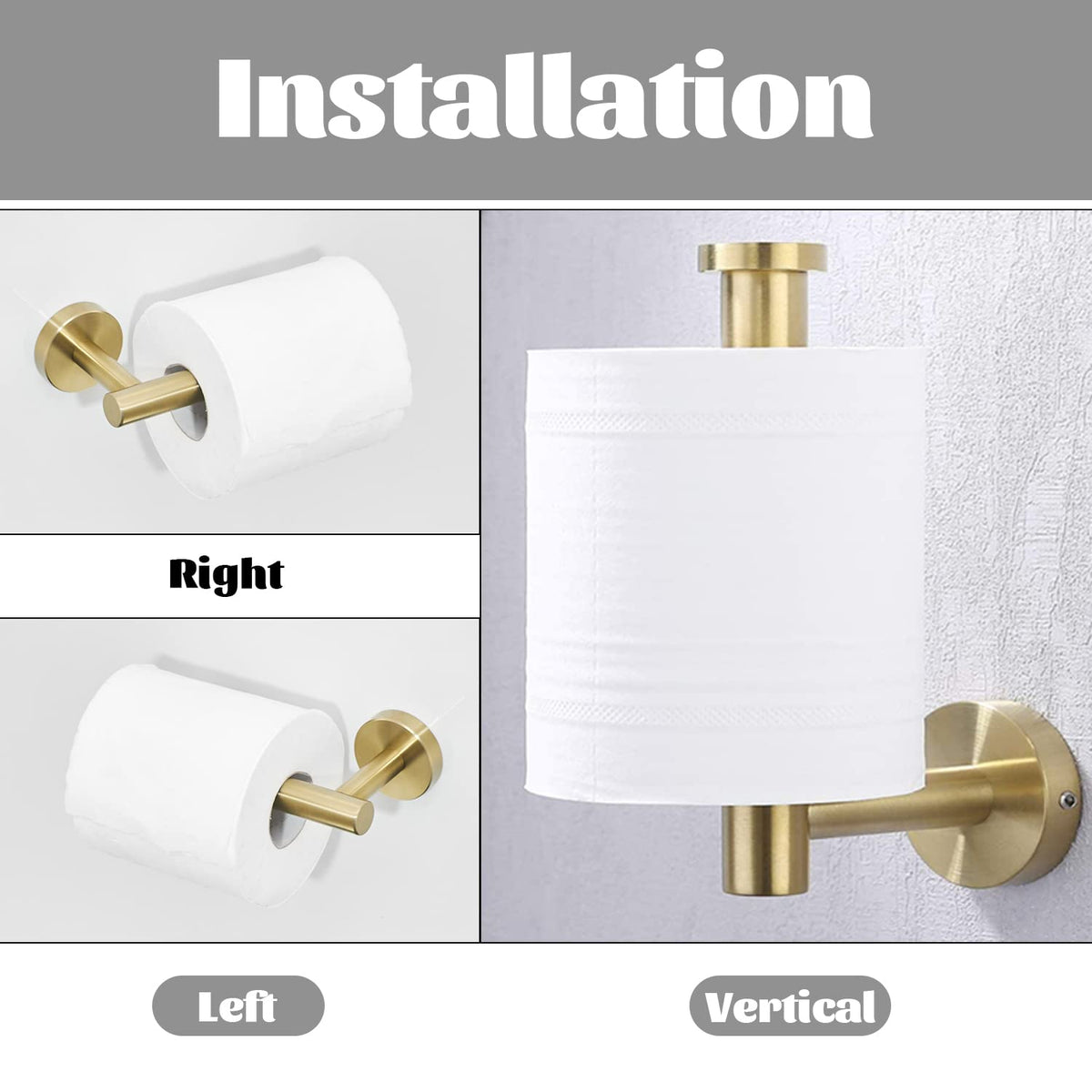 SUS304 stainless steel with brushed gold finish for long-lasting bathroom hardware.