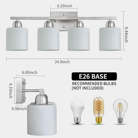 FAISHILAN brushed nickel bathroom light showing E26 socket compatibility and versatile bulb options.