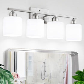 FAISHILAN vanity light with brushed nickel finish and milky white shade for soft bathroom illumination.
