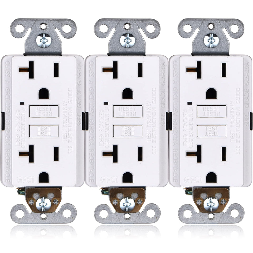 Faith GFCI outlet in slim design for easy installation in shallow boxes