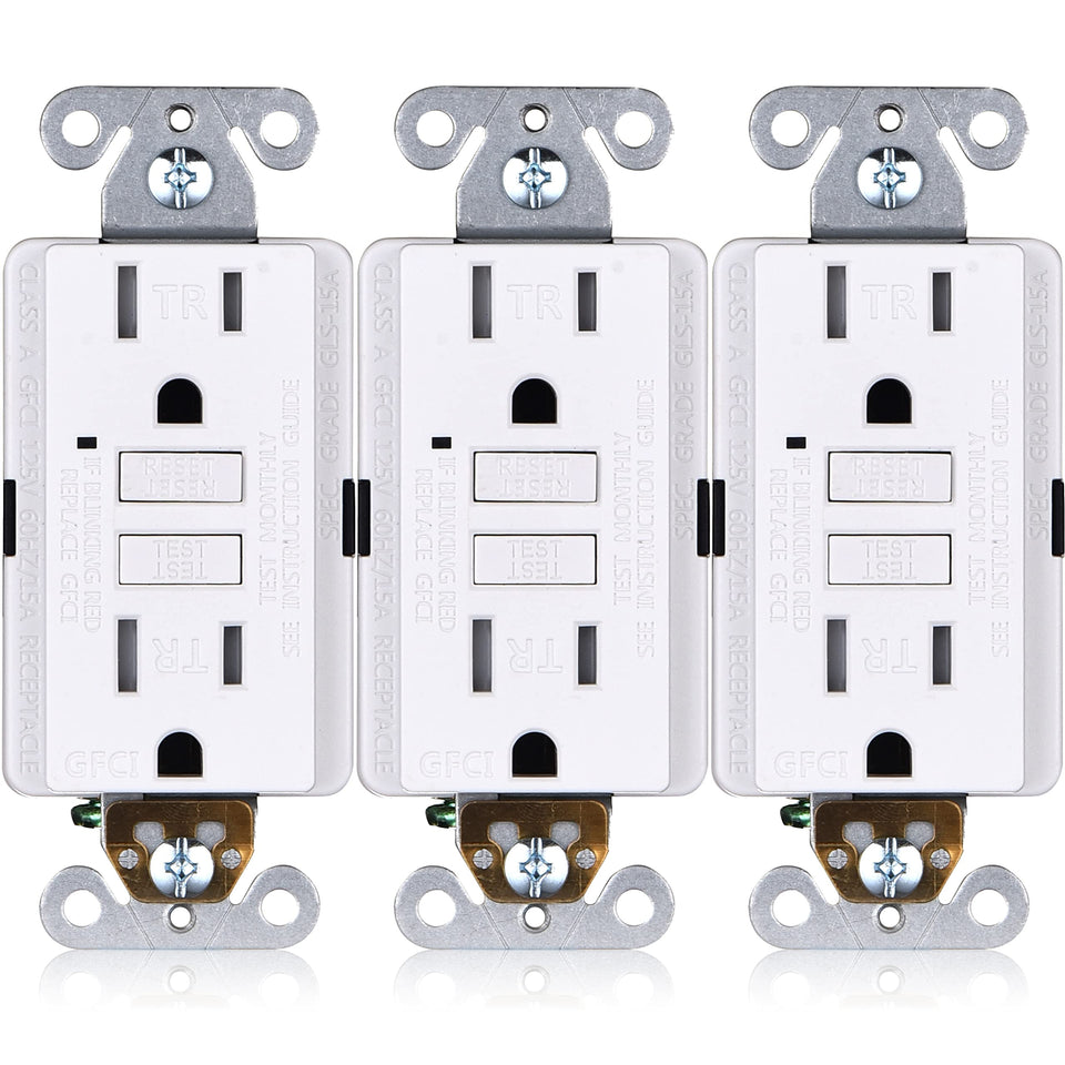 Faith GFCI outlet 3-pack front view for easy home safety upgrades.