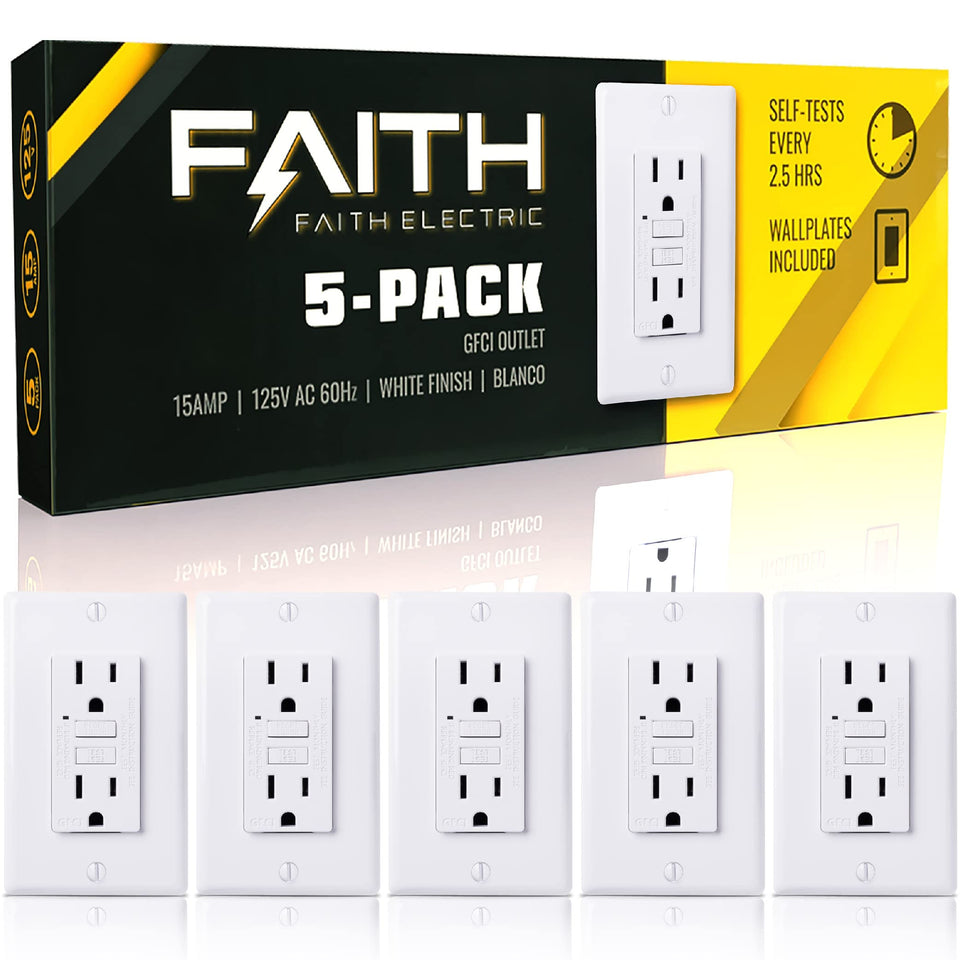 Faith GLS-15A-WH-05 outlet front view with LED indicator for quick status