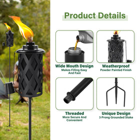 FALBAWR backyard patio torch set enhances lawn and terrace decor.