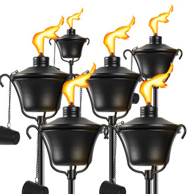 FALBAWR citronella torch with a 3-prong stake for stable outdoor lighting.