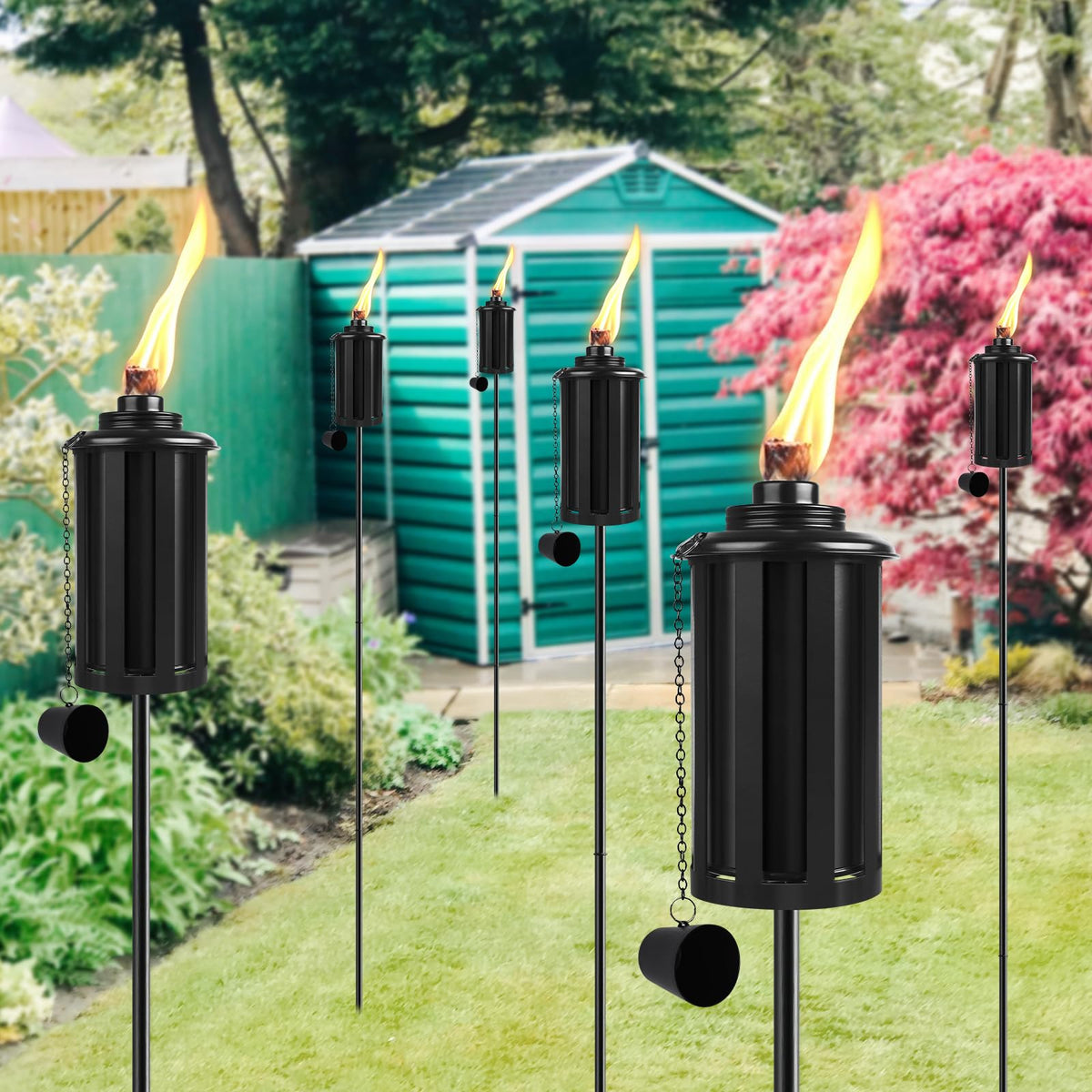 FALBAWR citronella torch decoration for backyard parties and mood lighting.