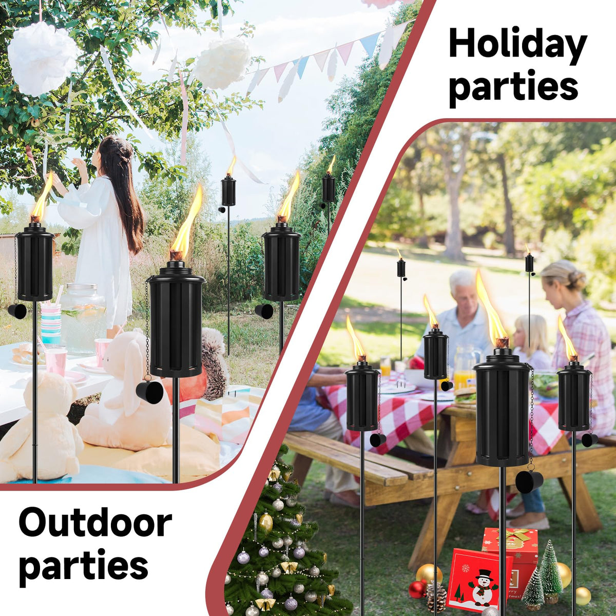 FALBAWR citronella torches enhance outdoor events with warm, tropical-inspired glow.