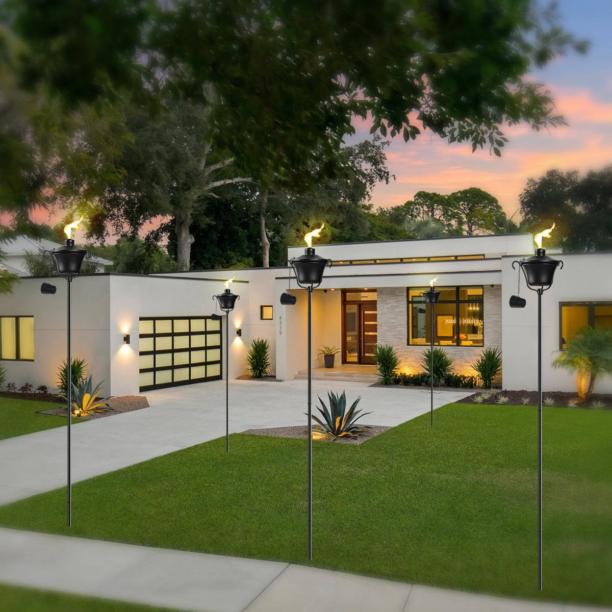 6-pack FALBAWR citronella torches brighten outdoor events with warm glow.