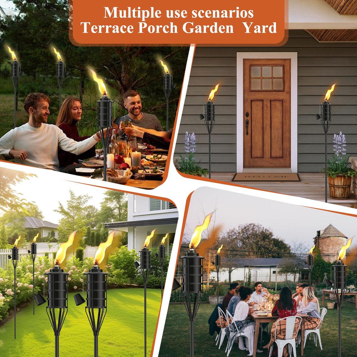 FALBAWR weatherproof metal torches endure outdoor use season after season.