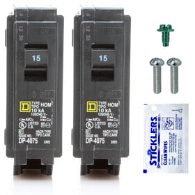 FalconSupply HOM115 2-pack box front view for reliable 15A protection