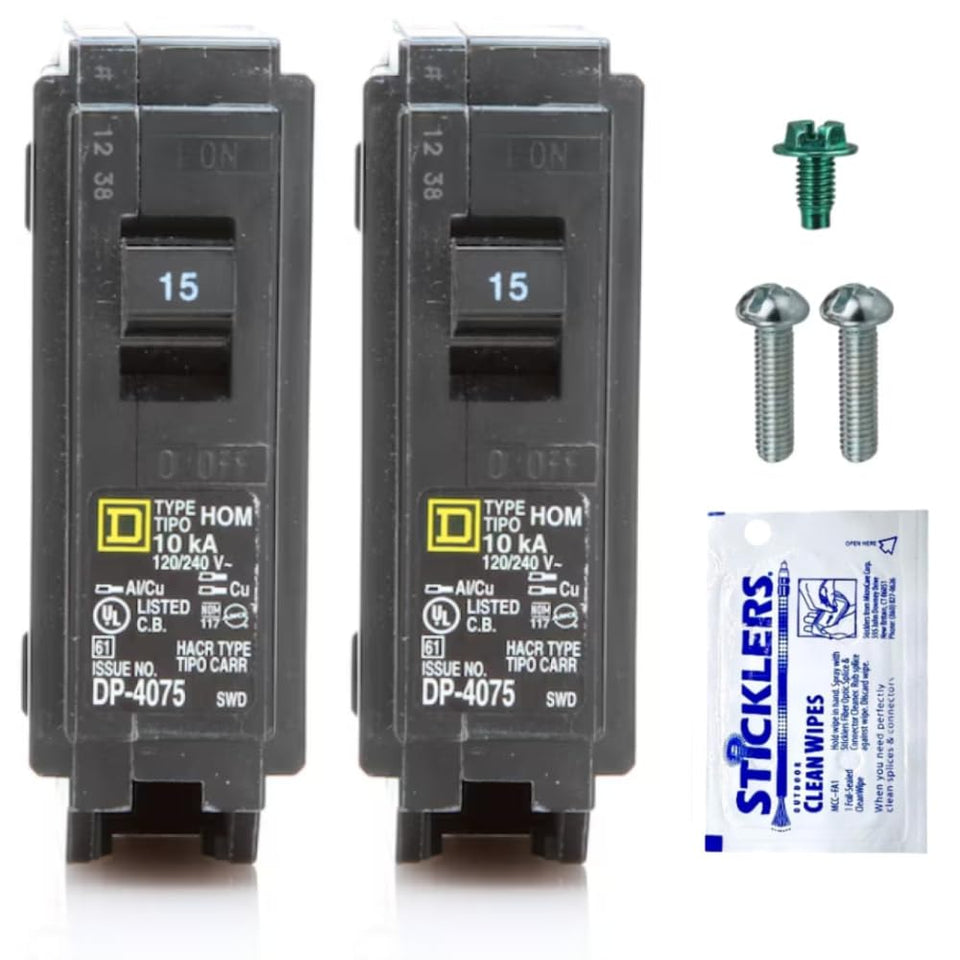 FalconSupply HOM115 2-pack box front view for reliable 15A protection