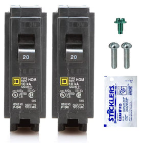 FalconSupply HOM120 20A front view showing compact single-pole protection for home circuits.