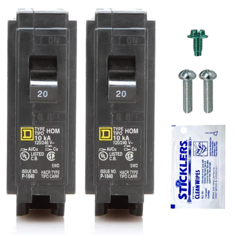 FalconSupply HOM120 20A front view showing compact single-pole protection for home circuits.
