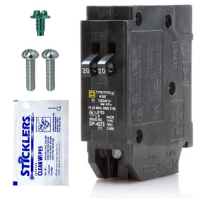 FalconSupply HOMT2020 tandem breaker ready to power two 20A circuits in a Homeline panel.