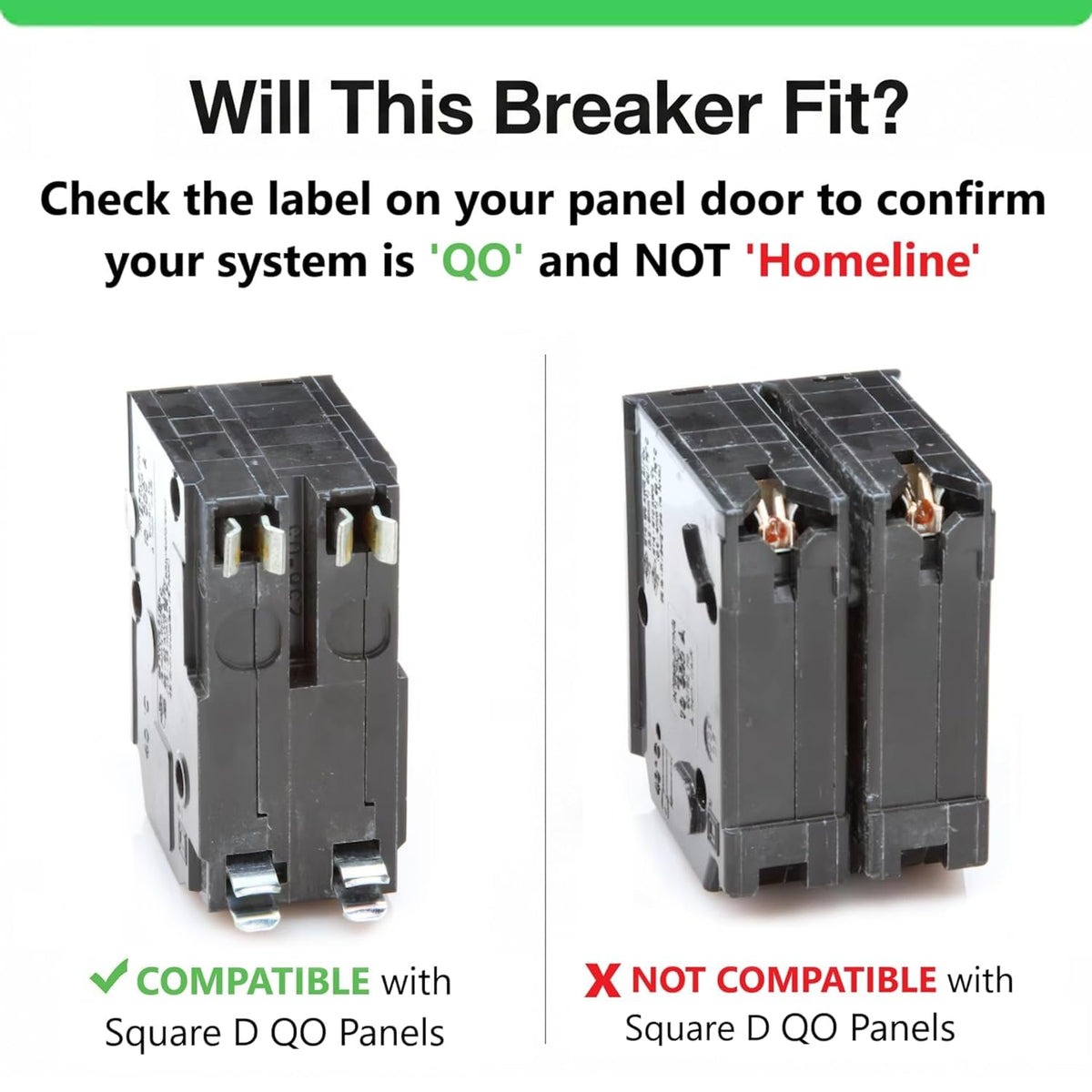 FalconSupply QO250 breaker installed in a panel demonstrating plug‑in compatibility.