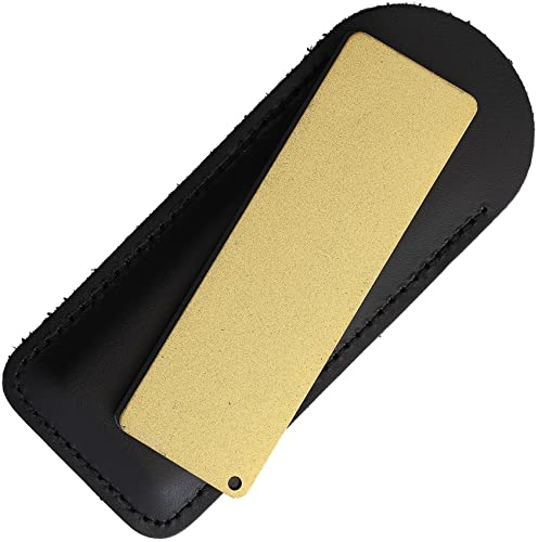 Fallkniven DC4 diamond/ceramic sharpening stone held in hand for field touch-ups.